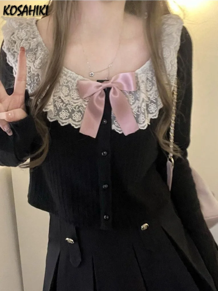Y2k Aesthetic Lolita Lace O-Neck Womens Cardigan Long Sleeve Crop Tops Korean Style Bow Patchwork Tops Autumn Knitted Cardigan
Y2k Aesthetic Lolita Lace O-Neck Womens Cardigan Long Sleeve Crop Tops Korean Style Bow Patchwork Tops Autumn Knitted Cardigan