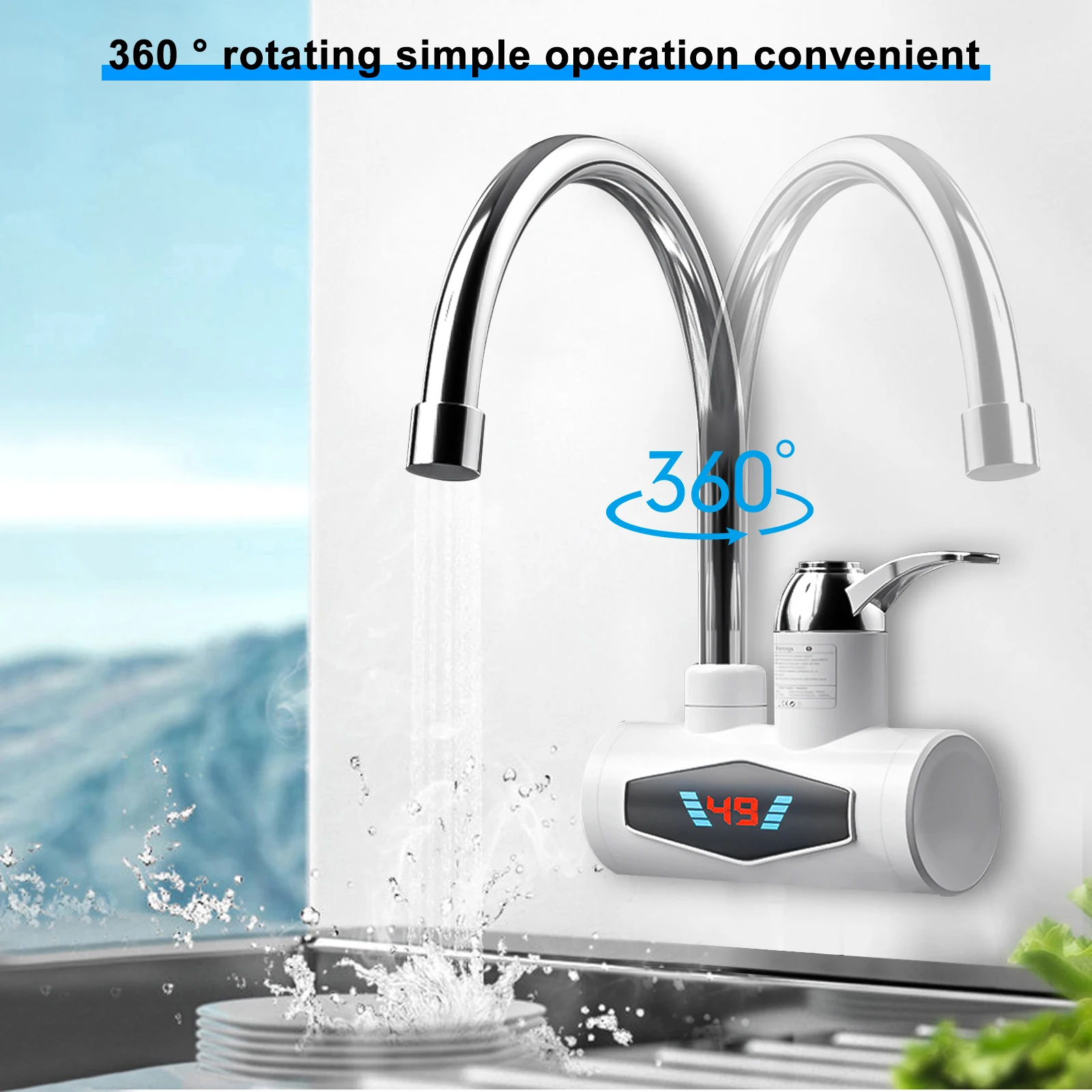 Electric Water Heater Tap Instant Water Faucet Cold Heating Faucet Tankless Stainless steel 360 rotation Water Heater Faucets 
Electric Water Heater Tap Instant Water Faucet Cold Heating Faucet Tankless Stainless steel 360 rotation Water Heater Faucets