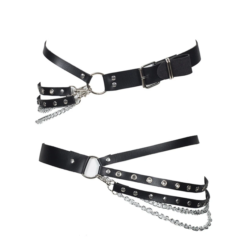 Fashion Women Gothic Punk Waist Belt Chain Metal Circle Ring Design Silver Pin Buckle Leather Black Waistband Jeans Waist Belts
Fashion Women Gothic Punk Waist Belt Chain Metal Circle Ring Design Silver Pin Buckle Leather Black Waistband Jeans Waist Belts