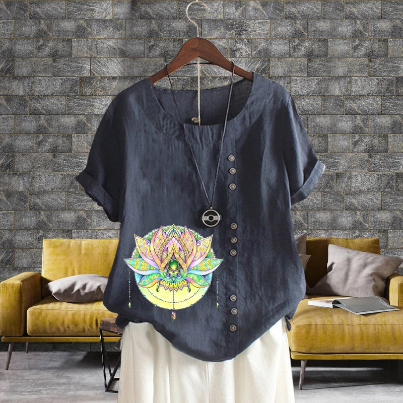 Модная женская летняя хлопковая льняная блузка, красивая футболка с цветочным принтом, свободные дышащие однотонные Топы с коротким рукаво...
Модная женская летняя хлопковая льняная блузка, красивая футболка с цветочным принтом, свободные дышащие однотонные Топы с коротким рукаво...