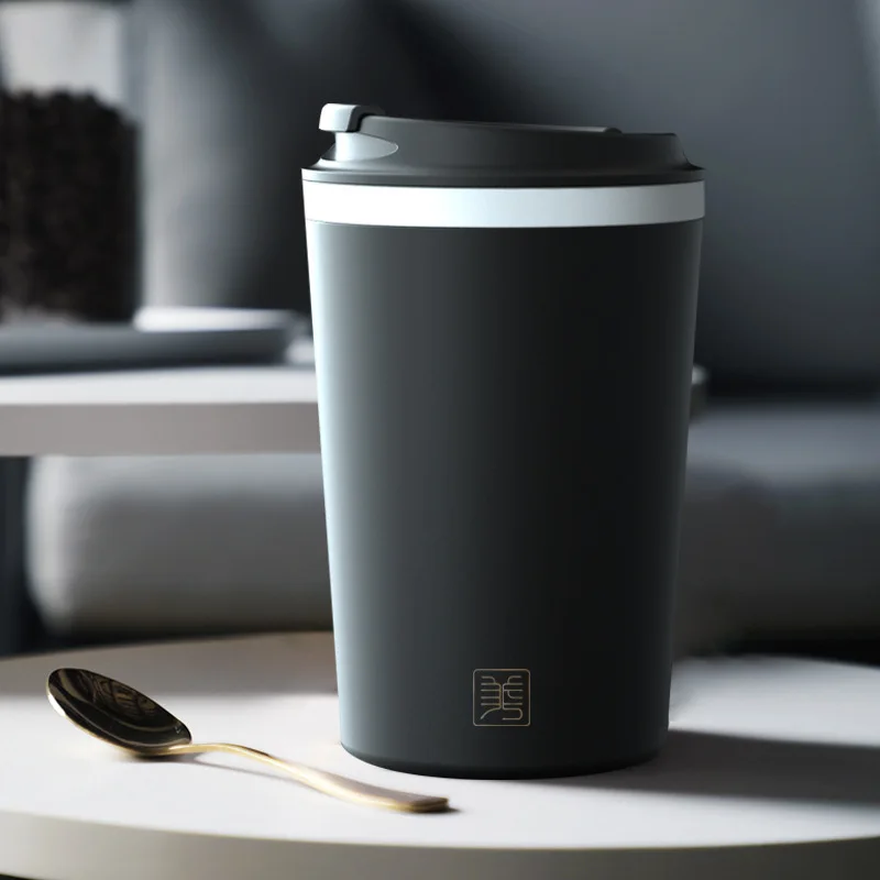 

450ml Ceramic Liner Insulated Coffee Cup Portable Coffee Cup Thermal Mug Non-slip Travel Car Insulated Bottle