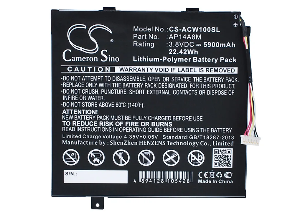 Generic 5900mA Battery for Acer Switch 10E(SW3-013-16GJ),Switch 10E(SW3-013-16RW),Switch 10E(SW3-013-16WF)
Generic 5900mA Battery for Acer Switch 10E(SW3-013-16GJ),Switch 10E(SW3-013-16RW),Switch 10E(SW3-013-16WF)