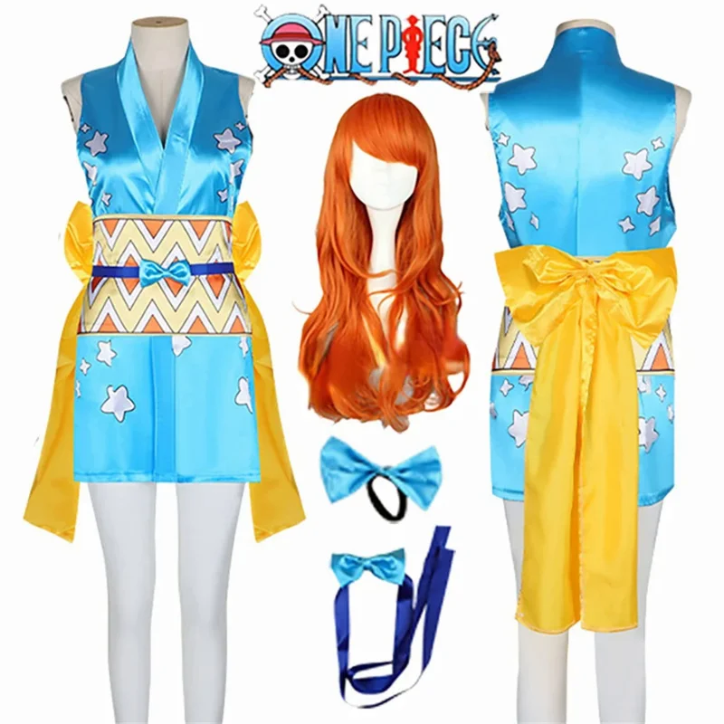 Disfraz de Anime de una pieza para mujer, traje de juego de rol, Wano Country Nami, Kimono, Halloween 
Disfraz de Anime de una pieza para mujer, traje de juego de rol, Wano Country Nami, Kimono, Halloween
