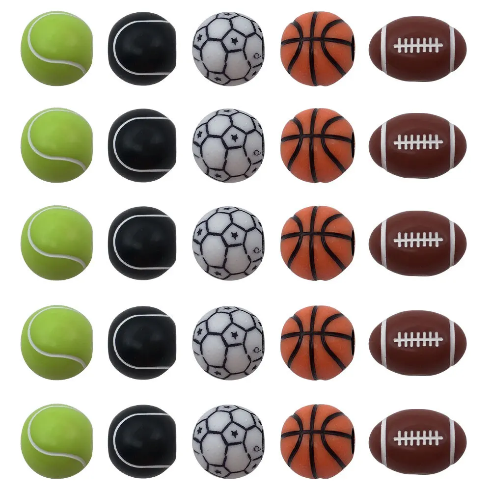 50Pcs Acrylic Sport Basketball Football Rugby Tennis Volleyball Loose Spacer Beads For DIY Jewelry Making Friendship Bracelets
50Pcs Acrylic Sport Basketball Football Rugby Tennis Volleyball Loose Spacer Beads For DIY Jewelry Making Friendship Bracelets