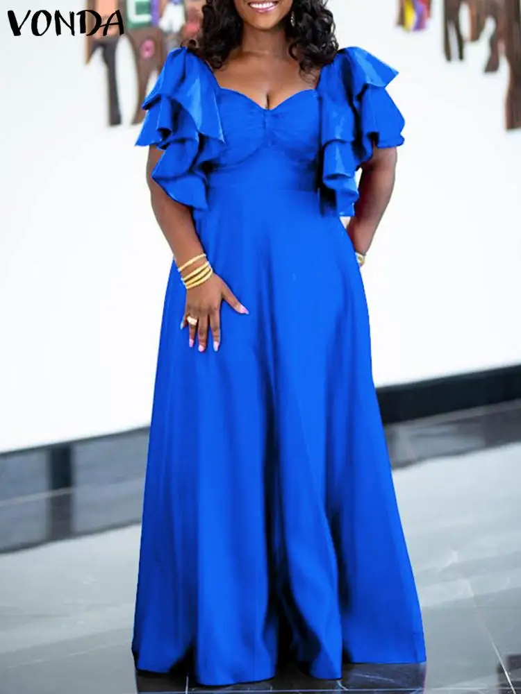 Elegant Satin Silk Party Dress VONDA 2022 Summer Short Sleeve Ruffled Maxi Robe Femme Casual V Neck Pleated Solid Loose Vestidos
Elegant Satin Silk Party Dress VONDA 2022 Summer Short Sleeve Ruffled Maxi Robe Femme Casual V Neck Pleated Solid Loose Vestidos