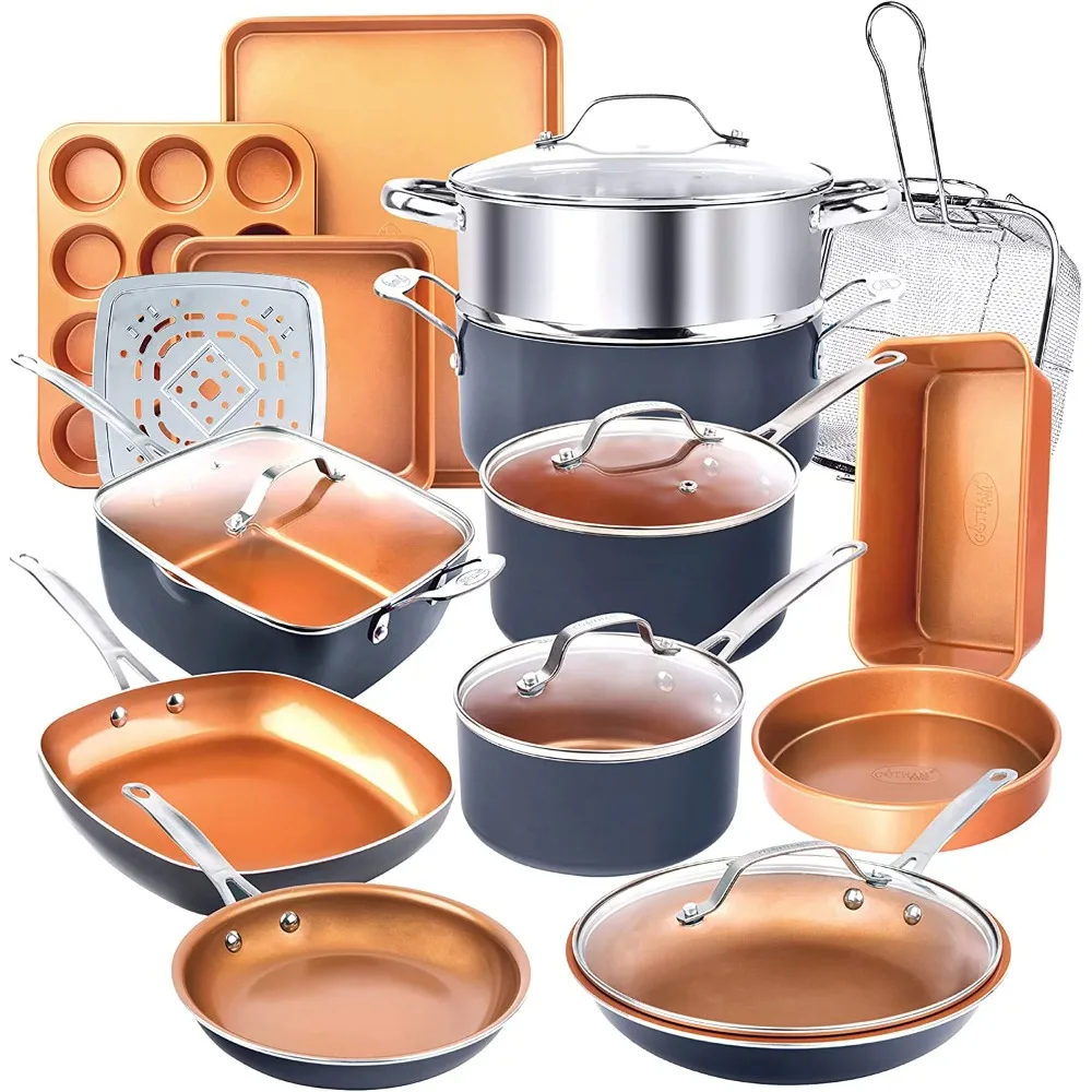20 Piece Pots and Pans Set, Nonstick Ceramic Coating Cookware & Bakeware Non Stick Pot Cooking Food
20 Piece Pots and Pans Set, Nonstick Ceramic Coating Cookware & Bakeware Non Stick Pot Cooking Food