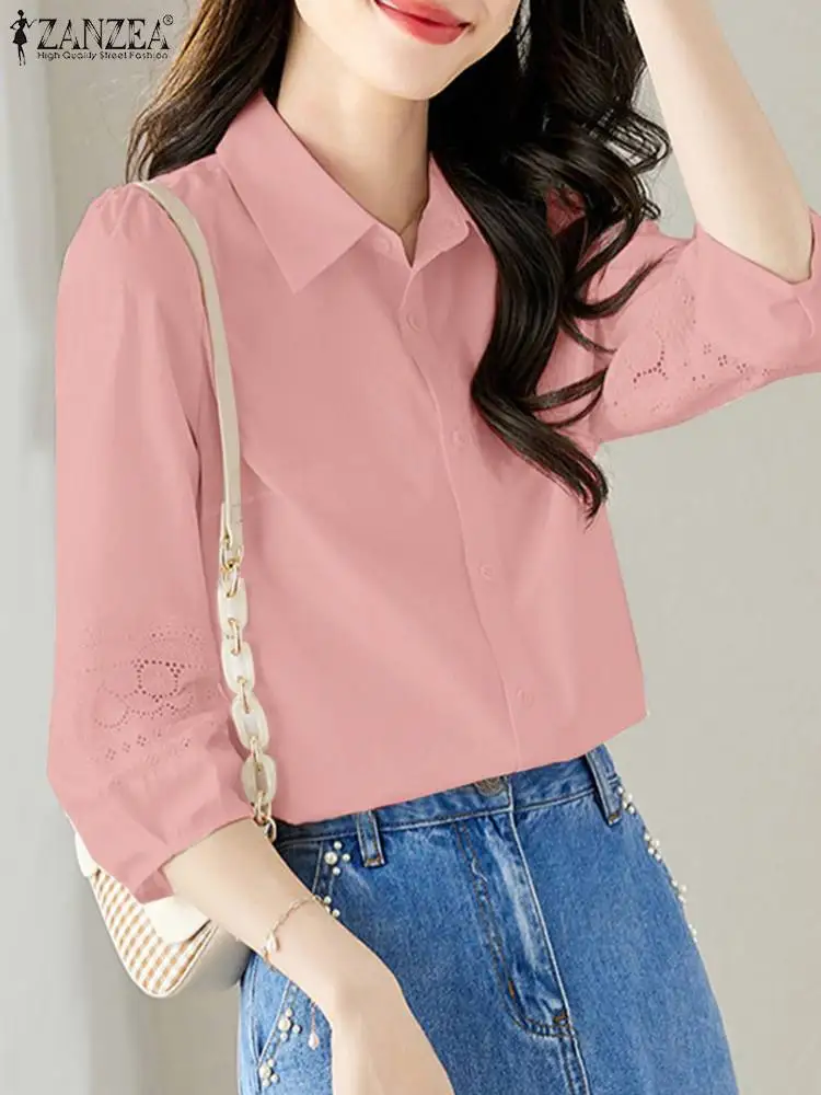 ZANZEA Summer Casual Holiday Shirt Fashion Lace Patchwork Blouse Woman Lapel 3/4 Sleeve OL Tunic Tops Elegant Street Chemise
ZANZEA Summer Casual Holiday Shirt Fashion Lace Patchwork Blouse Woman Lapel 3/4 Sleeve OL Tunic Tops Elegant Street Chemise