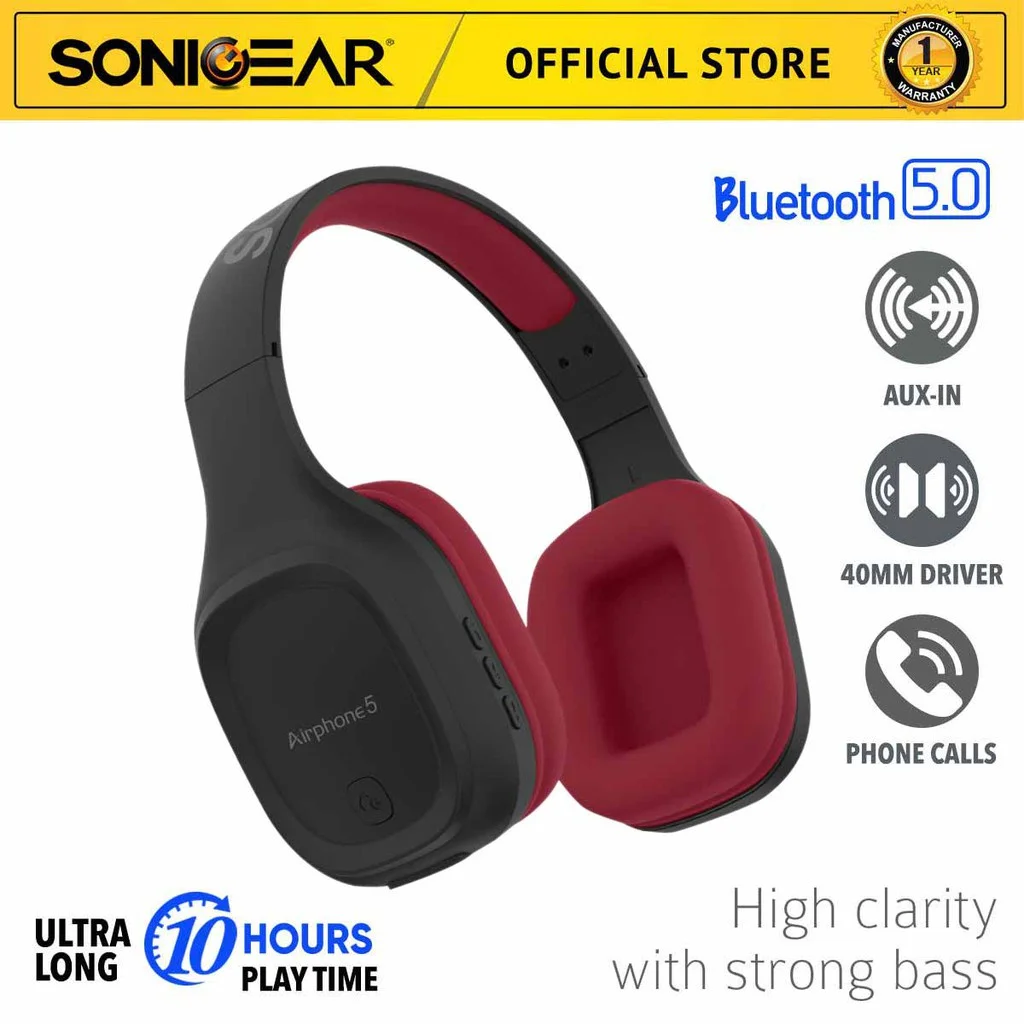 SonicGear Airphone 5 (High Clarity With Strong Bass) Bluetooth 5.0 For Smart Phone And Tablets
SonicGear Airphone 5 (High Clarity With Strong Bass) Bluetooth 5.0 For Smart Phone And Tablets