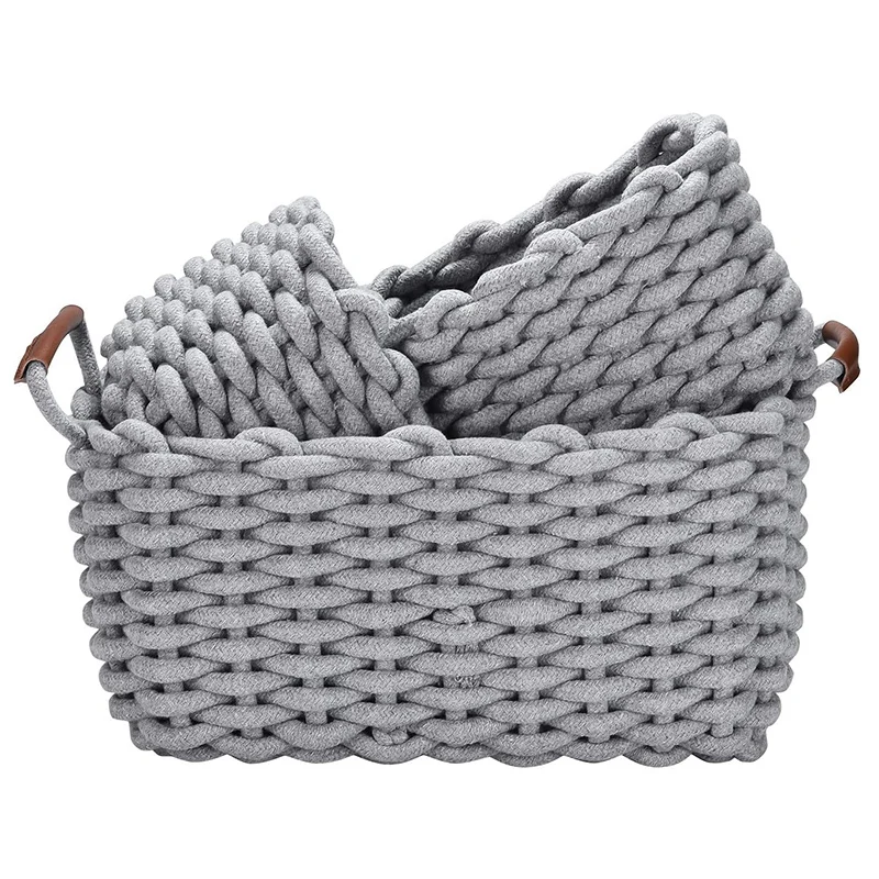 3Pcs Cotton Rope Storage Basket Kids Storage Organizer Candy Food Handmade Woven Baskets for Nursery Baby Clothes Grey
3Pcs Cotton Rope Storage Basket Kids Storage Organizer Candy Food Handmade Woven Baskets for Nursery Baby Clothes Grey