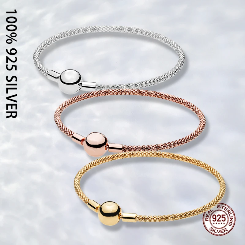 Original Authentic 925 Sterling Silver Pan Moments Mesh Basics Bracelet For Women Fashion Luxury DIY Bracelet Jewelry
Original Authentic 925 Sterling Silver Pan Moments Mesh Basics Bracelet For Women Fashion Luxury DIY Bracelet Jewelry