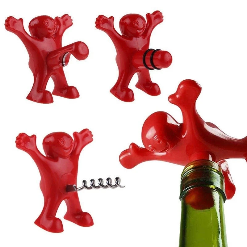 

1pcs Creative Novelty Little Red Man Creative Funny Wine Bottle Opener Beer Wine Stopper Household Gifts