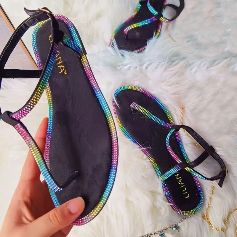New Style Sandals Women's Simple And Versatile Comfortable Color Flash Diamond Decorative Ethnic Style Slippers Sandals
New Style Sandals Women's Simple And Versatile Comfortable Color Flash Diamond Decorative Ethnic Style Slippers Sandals