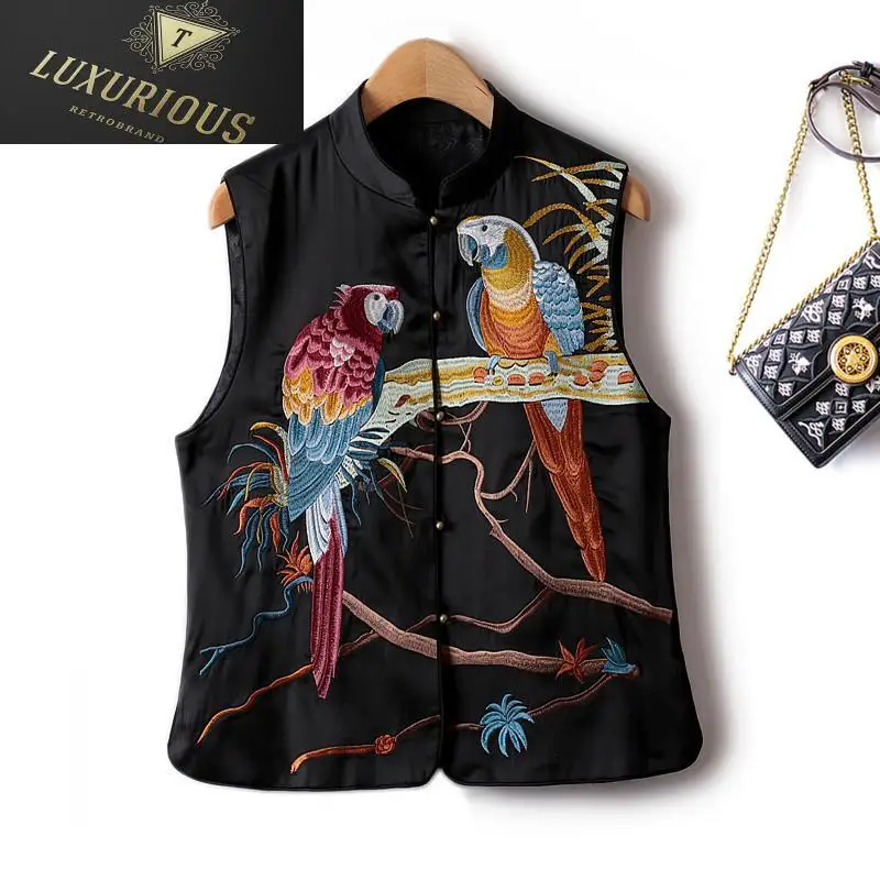 New Outerwear 2023 Spring Acetate Satin Embroidery Craft Animal Figure Style Stand Collar Buckle Vest Sleeveless Jacket Women
New Outerwear 2023 Spring Acetate Satin Embroidery Craft Animal Figure Style Stand Collar Buckle Vest Sleeveless Jacket Women