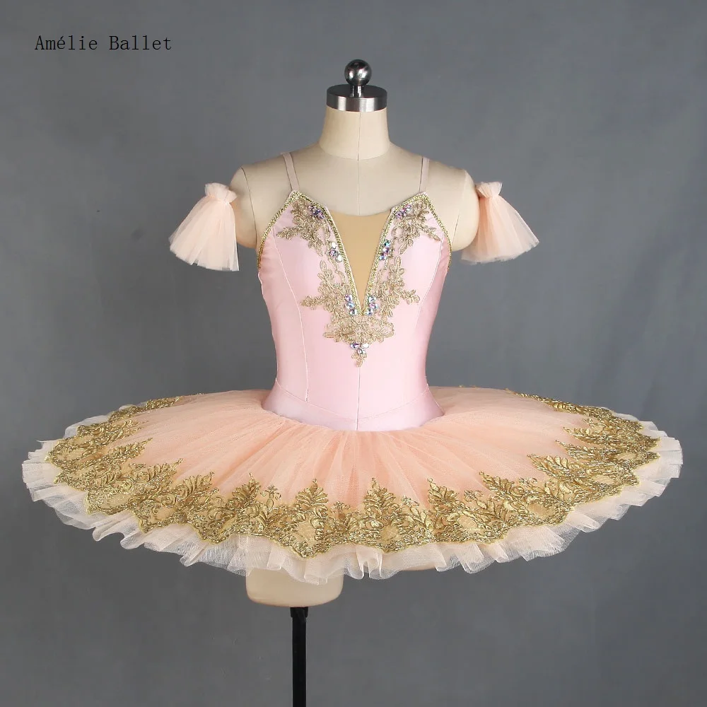 

BLL416 Pale Pink Spandex Bodice Ballet Pancake Tutu Costume Pre-Professional Ballet Tutus Child & Adult Stage Performance Dress