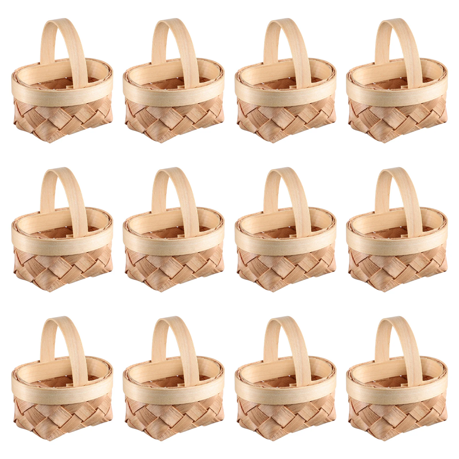 

Baskets Mini Basket Woven Wicker Miniature Party Wooden Favors Picnic Crafts Wood Gift Tiny Handle Candy Chip Hanging Easter