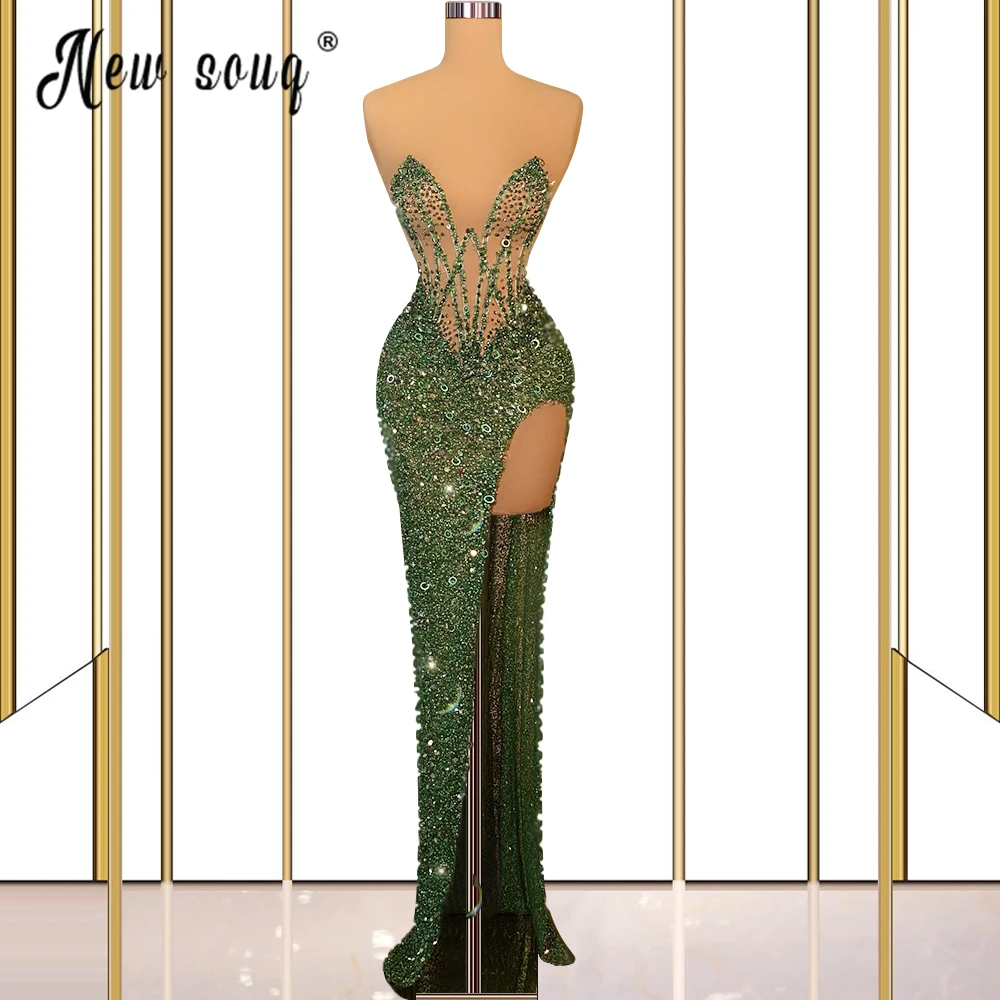 Emerald Green Mermaid Long Evening Dresses Formal Prom Party Gowns Women Sexy Ceremony Dress with High Split Custom Made
Emerald Green Mermaid Long Evening Dresses Formal Prom Party Gowns Women Sexy Ceremony Dress with High Split Custom Made