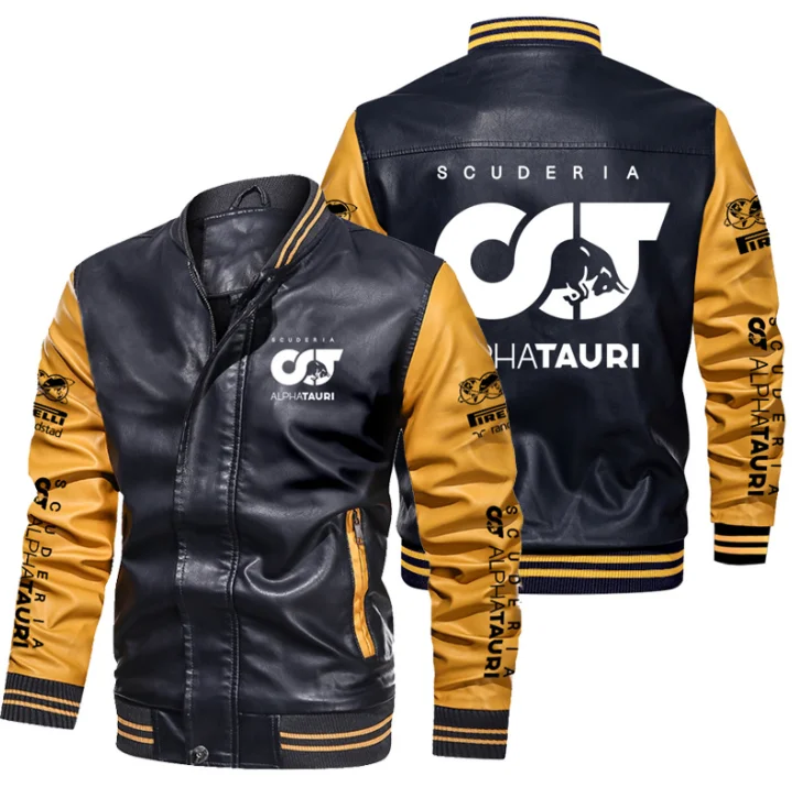 

Мужская кожаная куртка с логотипом F1, повседневная мотоциклетная куртка из искусственной кожи, байкерские кожаные куртки, брендовая одежда...