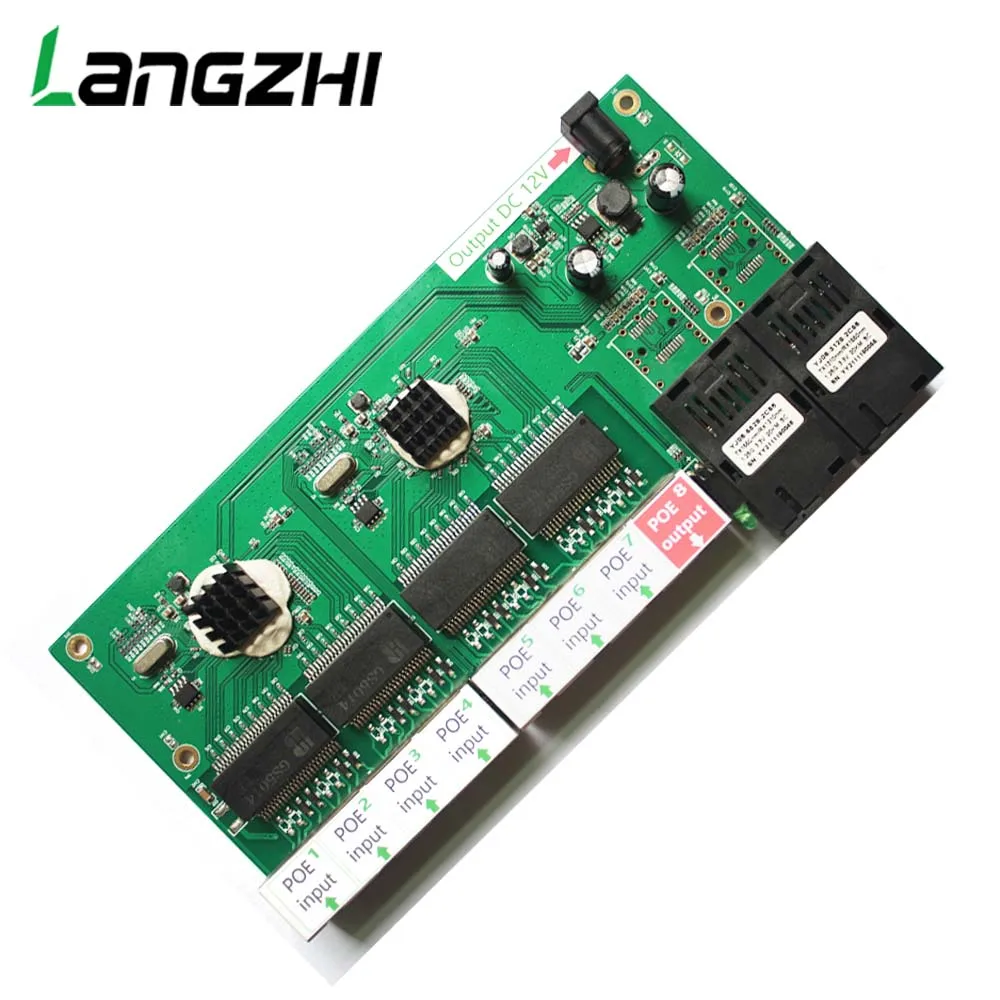 Reverse POE 2G8 RJ45 Gigabit Ethernet Switch 2*1.25G Fiber port SC connector 8*1000M PCBA Board Fibra optical Converter plate
Reverse POE 2G8 RJ45 Gigabit Ethernet Switch 2*1.25G Fiber port SC connector 8*1000M PCBA Board Fibra optical Converter plate