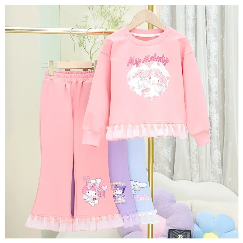 Kawaii Sanrios My Melody Cinnamoroll Kuromi Printed Girl's Lace Casual Top Pants Set Cute Pullover Sweater Pants Sportswear
Kawaii Sanrios My Melody Cinnamoroll Kuromi Printed Girl's Lace Casual Top Pants Set Cute Pullover Sweater Pants Sportswear
