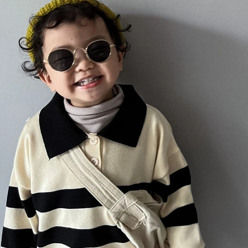 2023 Spring Autumn New Two-button Striped Lapel Boy's Sweaters All Match Girl's Sweater Tops Children Sweater Knittted Pullover
2023 Spring Autumn New Two-button Striped Lapel Boy's Sweaters All Match Girl's Sweater Tops Children Sweater Knittted Pullover