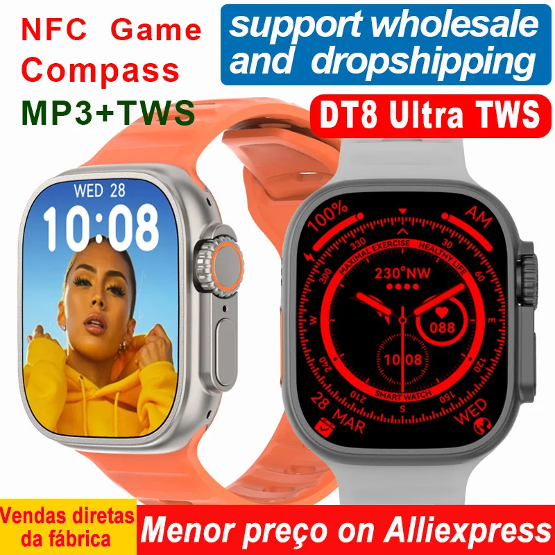 DT8 Ultra TWS MP3 Smart Watch Men Compass ECG Game 49MM NFC GPS Tracker Bluetooth Call Voice Memo Series 8 Ultra Smartwatch
DT8 Ultra TWS MP3 Smart Watch Men Compass ECG Game 49MM NFC GPS Tracker Bluetooth Call Voice Memo Series 8 Ultra Smartwatch