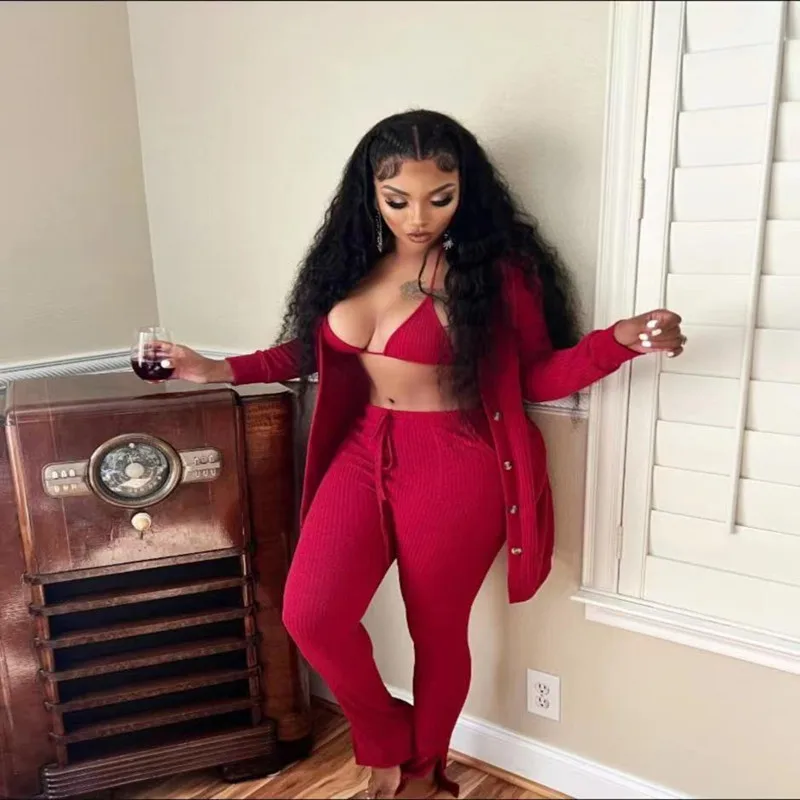 2023 Pant Sets Versatile Women's Wear Hot Selling WIShi New Fashion Pit Stripe Cloth Three Piece Set
2023 Pant Sets Versatile Women's Wear Hot Selling WIShi New Fashion Pit Stripe Cloth Three Piece Set