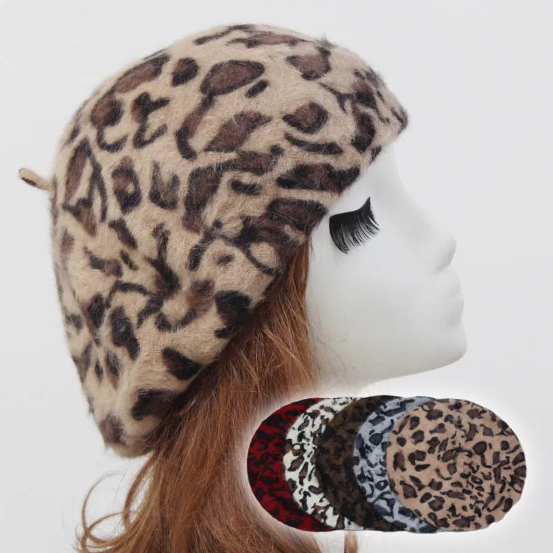High Quality Beret Hats For Women Vintage Leopard Artist Cap Ladies Rabbit hair Berets Hat Winter Fashion Beanie Cap
High Quality Beret Hats For Women Vintage Leopard Artist Cap Ladies Rabbit hair Berets Hat Winter Fashion Beanie Cap
