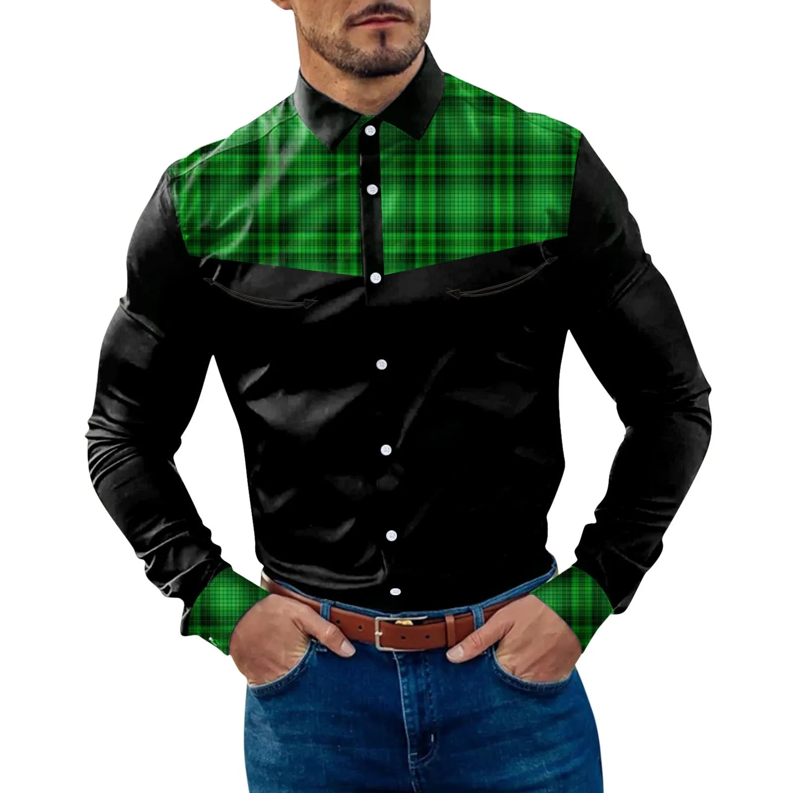 Print Sleeve Mens Fashion Casual Plaid Patchwork Color Block Lapel Button Cuff Long Sleeve Shirt Thin Wrap Mens
Print Sleeve Mens Fashion Casual Plaid Patchwork Color Block Lapel Button Cuff Long Sleeve Shirt Thin Wrap Mens