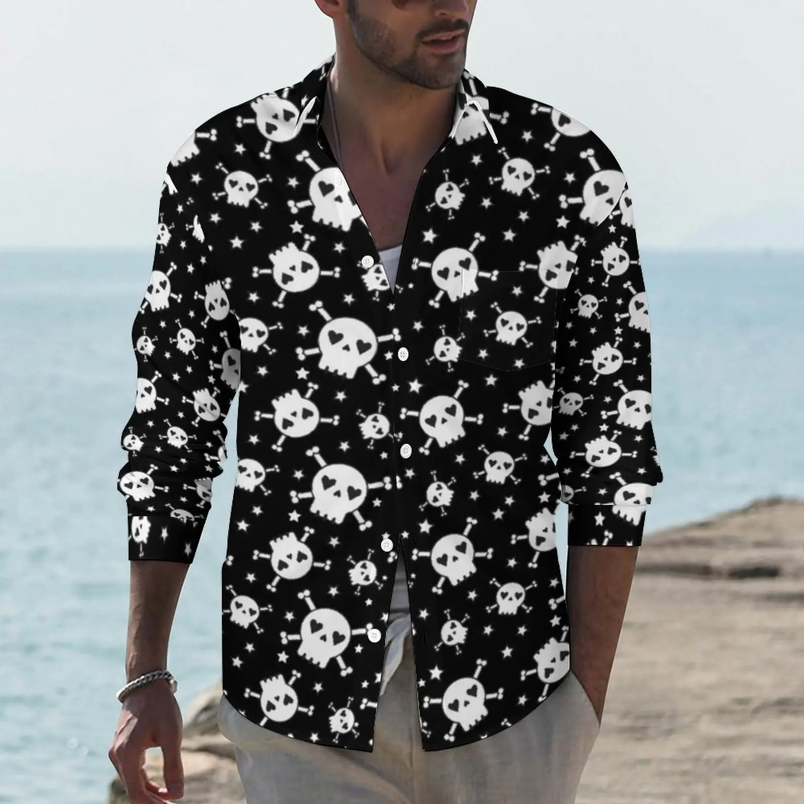 Cute Skull Print Street Style Casual Shirt Man Crossbones Shirt Autumn Loose Blouses Long Sleeve Graphic Oversized Clothes
Cute Skull Print Street Style Casual Shirt Man Crossbones Shirt Autumn Loose Blouses Long Sleeve Graphic Oversized Clothes