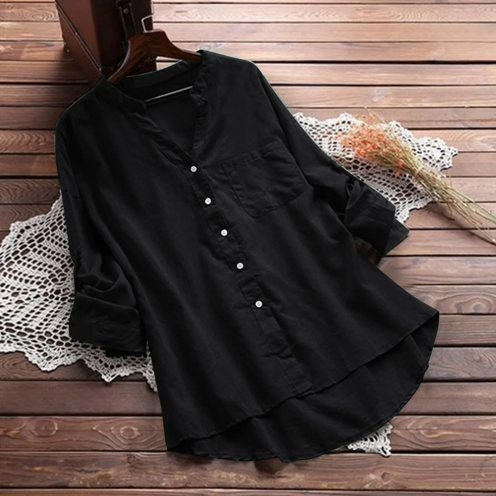 Women Long Sleeve Linen Shirt Blouse Summer Casual Solid Black Button Shirts Female Plus Size Tops Blouses
Women Long Sleeve Linen Shirt Blouse Summer Casual Solid Black Button Shirts Female Plus Size Tops Blouses