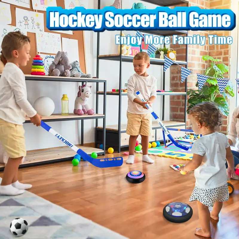 

Free shipping Soccer Ball Set with 2 Goals, 3-in-1 LED Soccer Hockey Bowling Set Indoor/Outdoor Toys Gifts for Kids Boys Girls A
