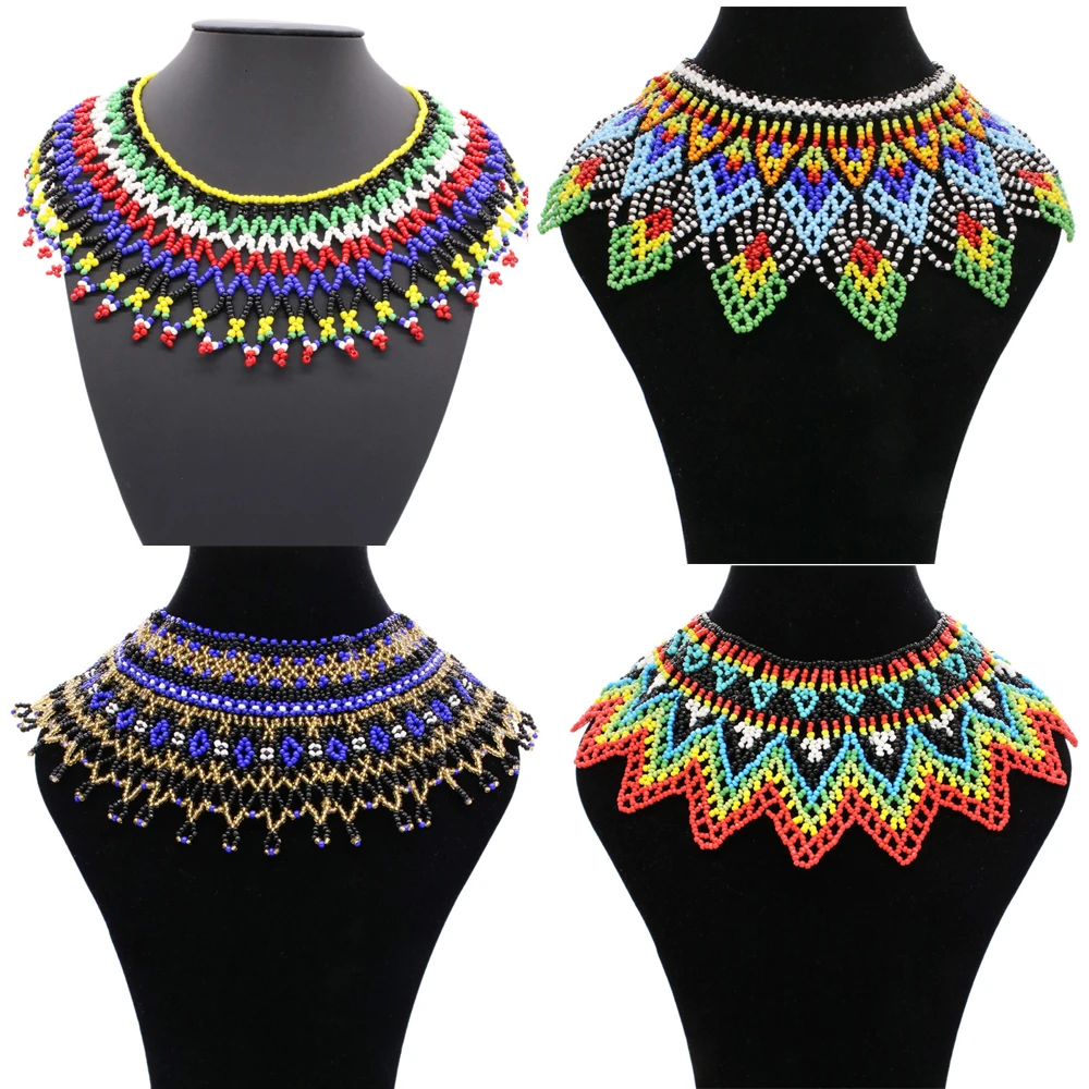 

African Tribal Ethnic Colorful Beads Choker Necklace Boho Indian Bride Bib Collar Egyptian Nigeria Statement Neck Chains Jewelry