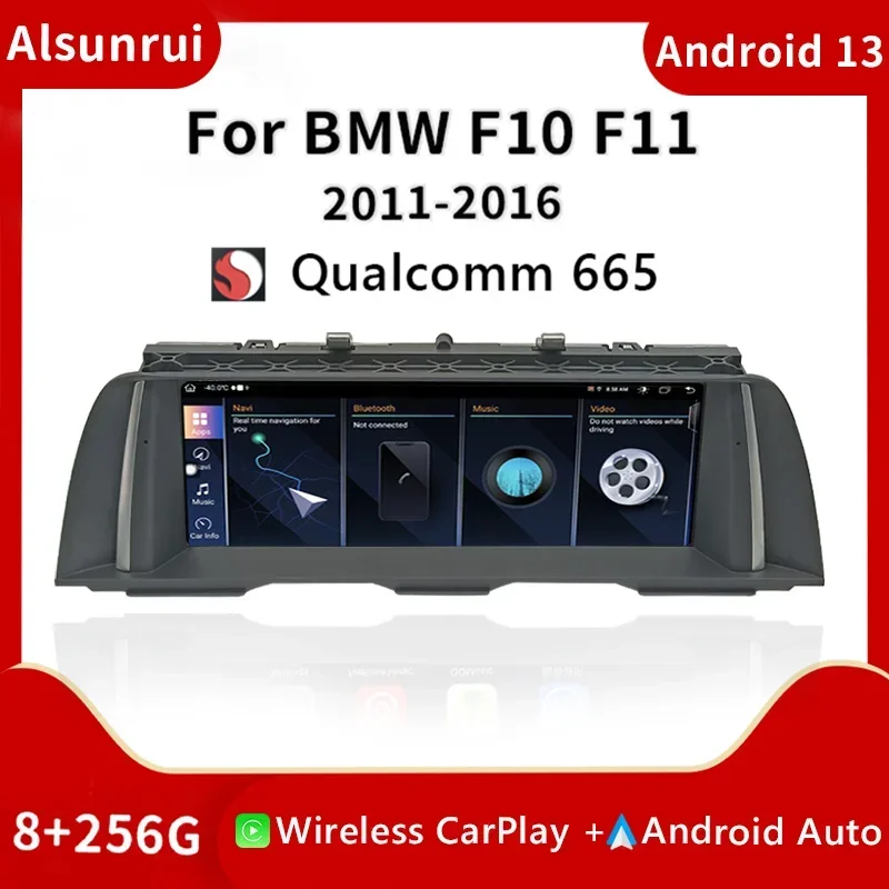 Snapdragon 665 беспроводной Carplay Android 13 автомобильный радиоприемник для BMW 5 серии F10 F11