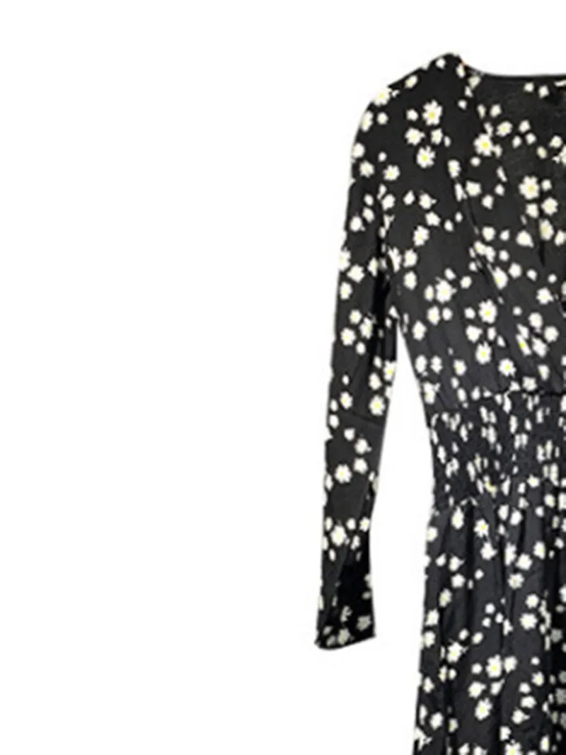 Daisy Print Women's Retro V-Neck Dress Hem Slit Elastic Waist Long-Sleeved Ladies Slim Chiffon Midi Dress 2022 Spring Summer New
Daisy Print Women's Retro V-Neck Dress Hem Slit Elastic Waist Long-Sleeved Ladies Slim Chiffon Midi Dress 2022 Spring Summer New