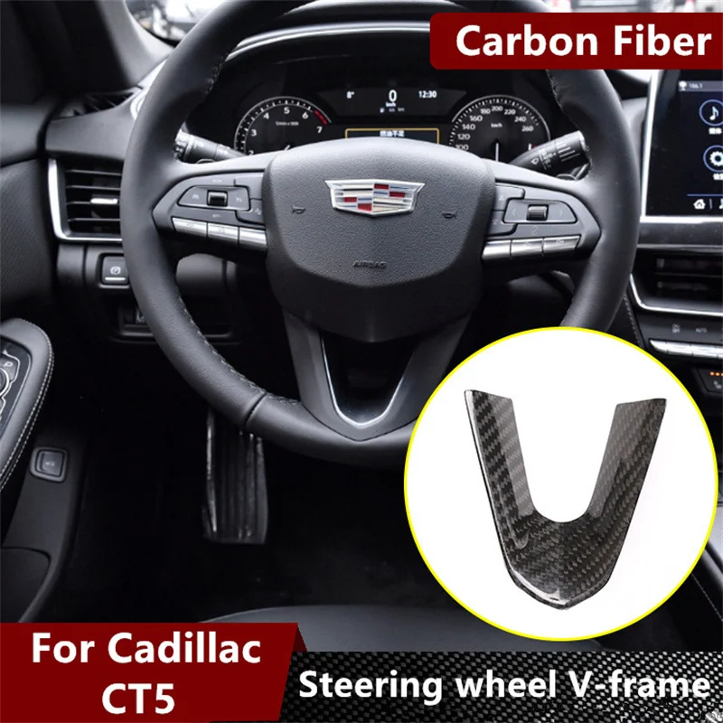

Декоративная наклейка на руль для Cadillac CT5, V-образная декоративная рамка из углеродного волокна для автомобильного рулевого колеса