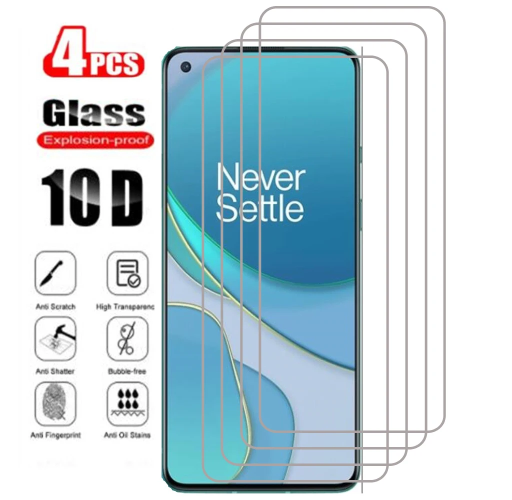 

4PCS Original Protective Tempered Glass For OnePlus 8T 6.55" KB2001 KB2000 KB2003 KB2005 Screen Protective Protector Cover Film