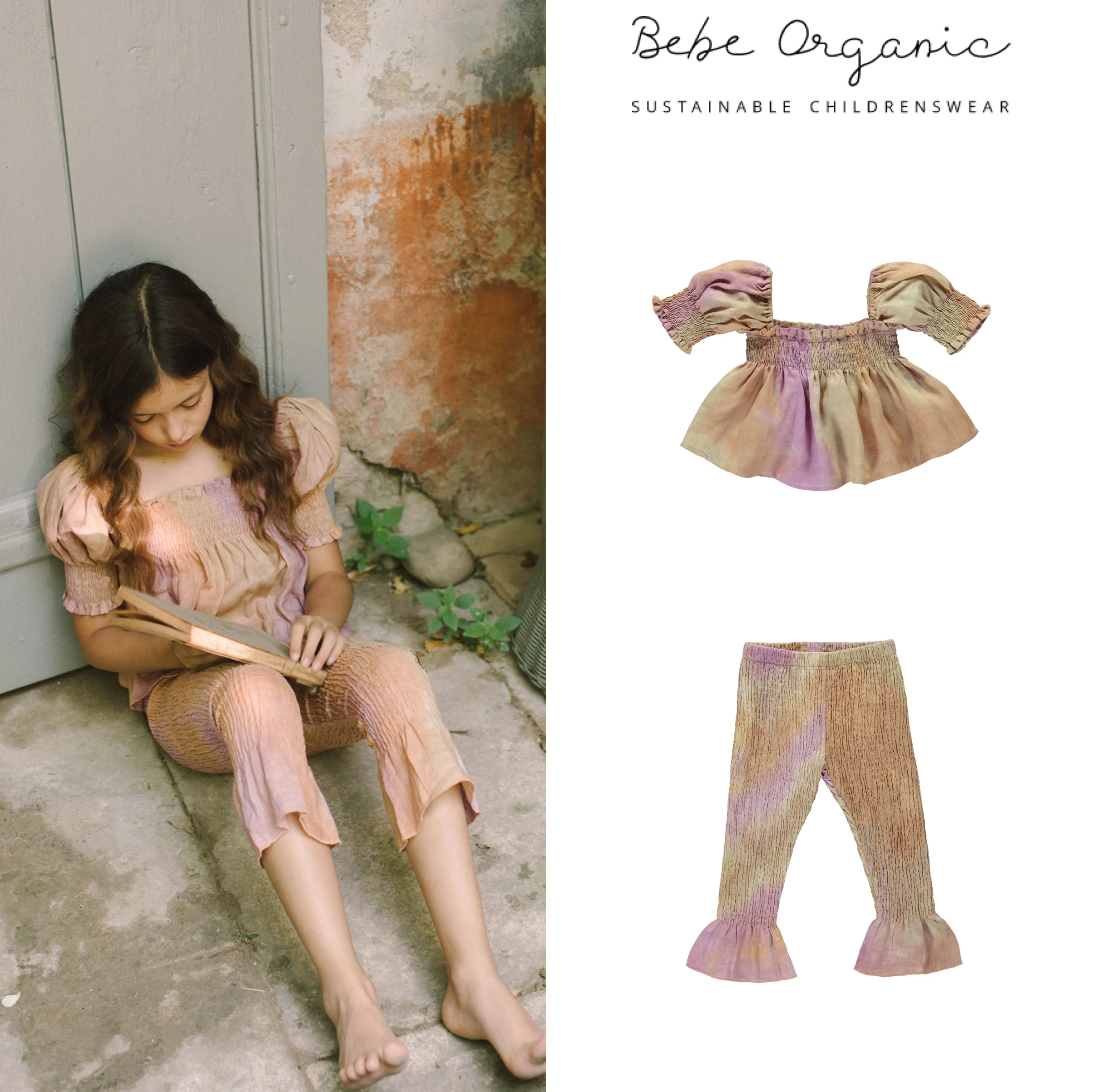 KIBOUNUNUNU TAO BeBeOrganic SS22 Spring/Summer Girls' Linen Tie-Dye Puff Sleeve Top Leggings Set
KIBOUNUNUNU TAO BeBeOrganic SS22 Spring/Summer Girls' Linen Tie-Dye Puff Sleeve Top Leggings Set