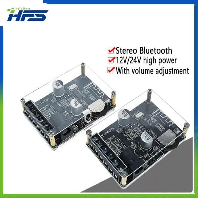 Bluetooth 5.0 stereo audio power amplifier board 40Wx2 Bluetooth receiver DC 12/24V supply XY-P40W
Bluetooth 5.0 stereo audio power amplifier board 40Wx2 Bluetooth receiver DC 12/24V supply XY-P40W