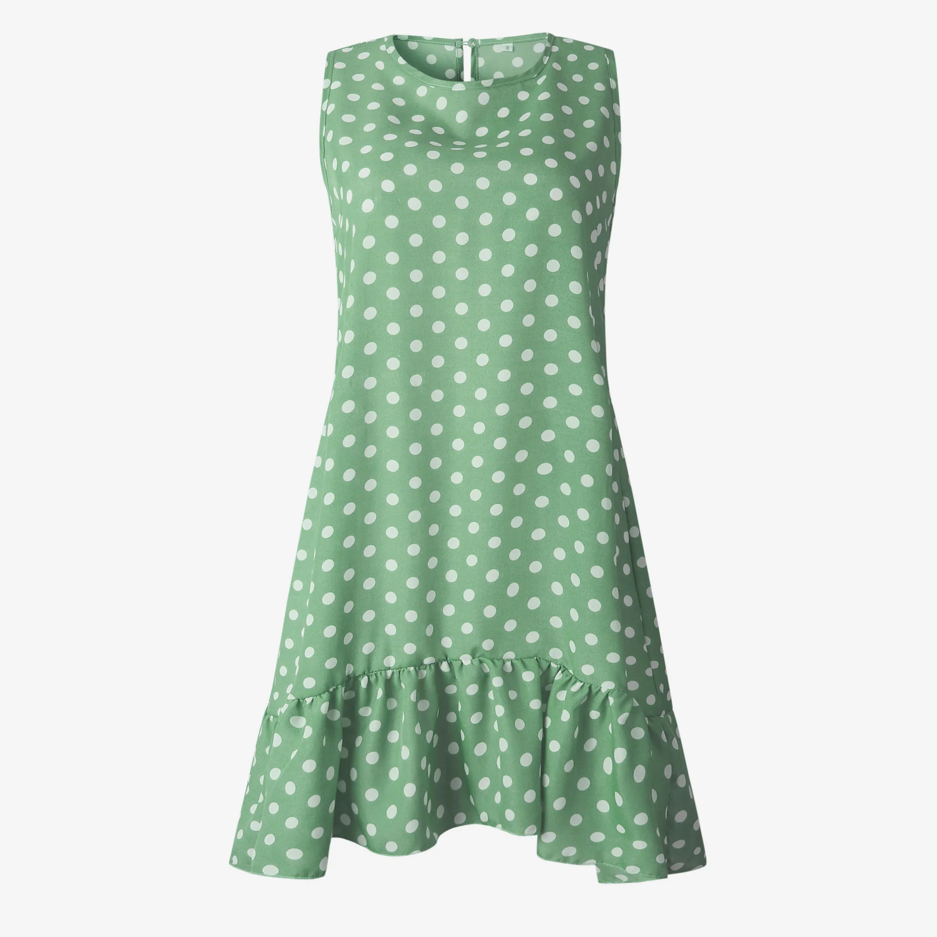 

2023 Women Summer Dress Fashion Polka Dot Sleeveless Beach Mini Dress Casual Print Short Loose Burgundy Sundress vestidos