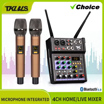 TKL 4 channel Dj Mixer Console Bluetooth USB Mini Sound Mixing With Wireless Microphone Audio Mixer