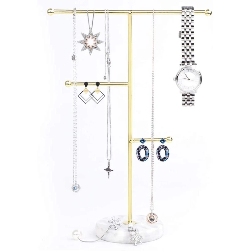 R2LD Nordic Style Jewelry Stand with Marble Pattern Base Necklace Display Holder Rack T-Bar Metal Tabletop Hanging Pendant Tree
R2LD Nordic Style Jewelry Stand with Marble Pattern Base Necklace Display Holder Rack T-Bar Metal Tabletop Hanging Pendant Tree