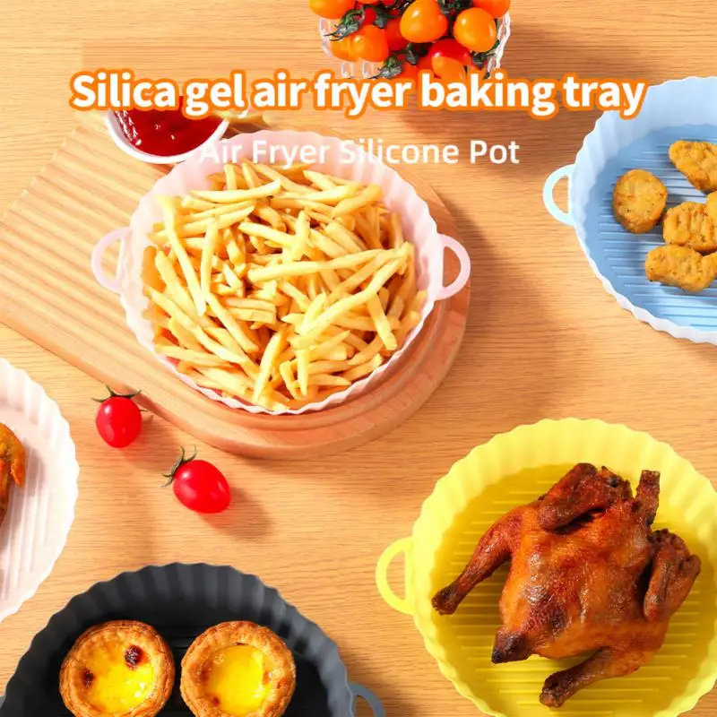 

Silicone Air Fryer Reusable Pizza AirFryer Pot Chicken Basket Liner Microwave Oven Grill Mold BBQ Tray Tool Kitchen Accessories