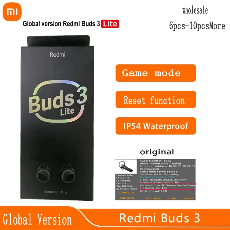 Original Redmi Buds 3 Lite Global Version Wireless Bluetooth Headphones Touch with Reset Function and Game Mode 10 Pieces/Lot
Original Redmi Buds 3 Lite Global Version Wireless Bluetooth Headphones Touch with Reset Function and Game Mode 10 Pieces/Lot
