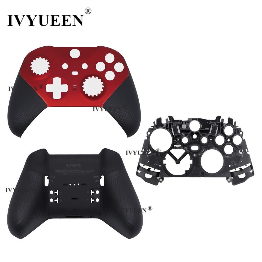 

IVYUEEN for Xbox Elite Wireless Controller Series 2 Red Black Replacement Housing Shell Faceplate Front Back Cover Bottom Case