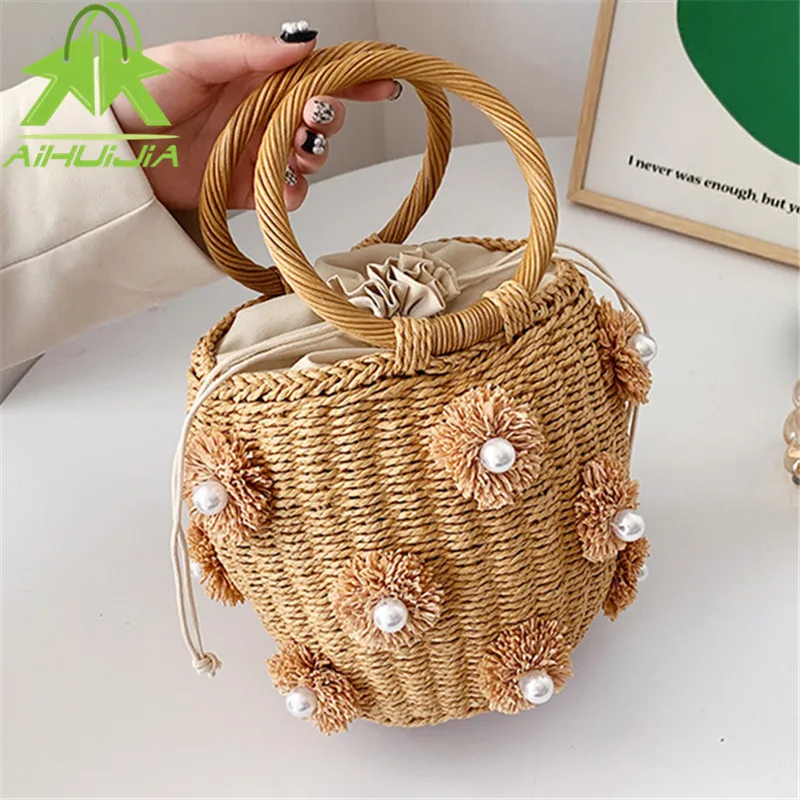 Fashion Drawstring Woven Straw Bags for Women 2022 Summer New Handmade Rattan Beach Handbag Bohemia Travel Female Bucket Bags 
Fashion Drawstring Woven Straw Bags for Women 2022 Summer New Handmade Rattan Beach Handbag Bohemia Travel Female Bucket Bags