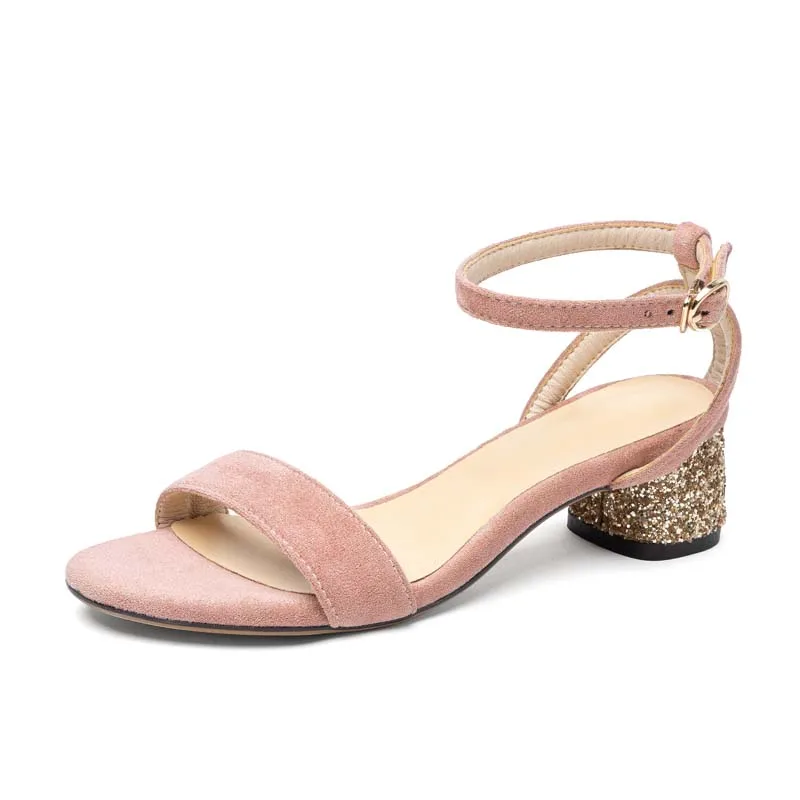 Flock Ankle Strap Women Mid Heeled Sandals New 2022 Summer Open Toe Round Heels Black Aprioct Pink One Word Buckle Party Shoes
Flock Ankle Strap Women Mid Heeled Sandals New 2022 Summer Open Toe Round Heels Black Aprioct Pink One Word Buckle Party Shoes