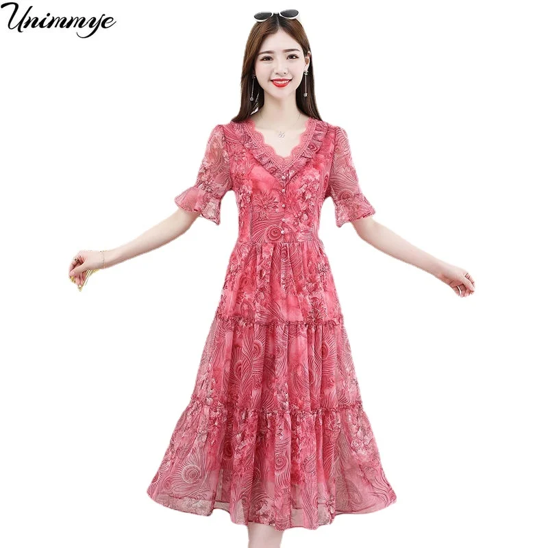 2022 Summer Women Patchwork Lace Short-sleeved Chiffon Dress V-neck High Waist Floral Print Beach Midi Dresses Vestidos J399
2022 Summer Women Patchwork Lace Short-sleeved Chiffon Dress V-neck High Waist Floral Print Beach Midi Dresses Vestidos J399
