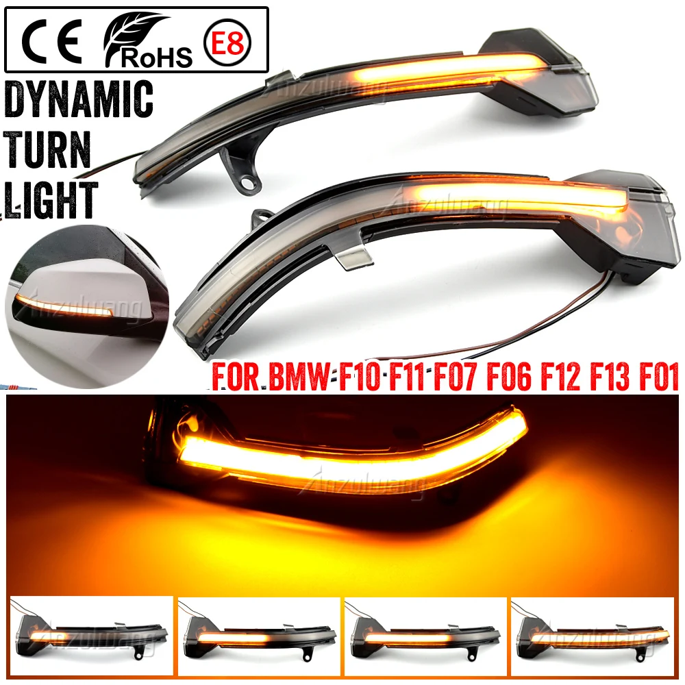 

2 pieces Dynamic led Smoked Side Mirror Sequential Blink Turn Signal Lights For BMW 5 6 7 Series F10 F11 F07 F06 F12 F13 F01