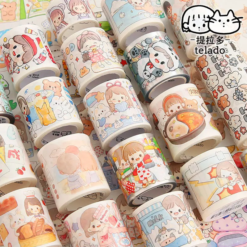

Tirado Hand Account and Paper Watercolor Tape Cute Hand Account Sticker Girl Heart Character High-value Material Full Roll
