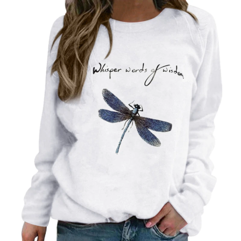 Women T-shirt Sweatshirt Dragonfly Letter Print O-neck Long Sleeve Vintage Pullovers Female Girls Casual Autumn Winter Clothes
Women T-shirt Sweatshirt Dragonfly Letter Print O-neck Long Sleeve Vintage Pullovers Female Girls Casual Autumn Winter Clothes